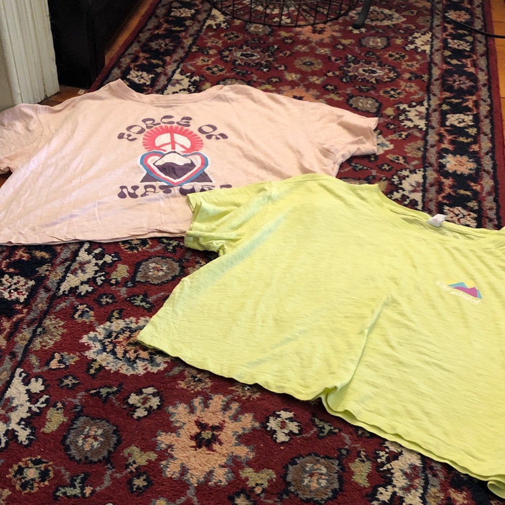 Old Navy Pink Graphic Crop Tee & Old Navy Lime Green Crop Tee